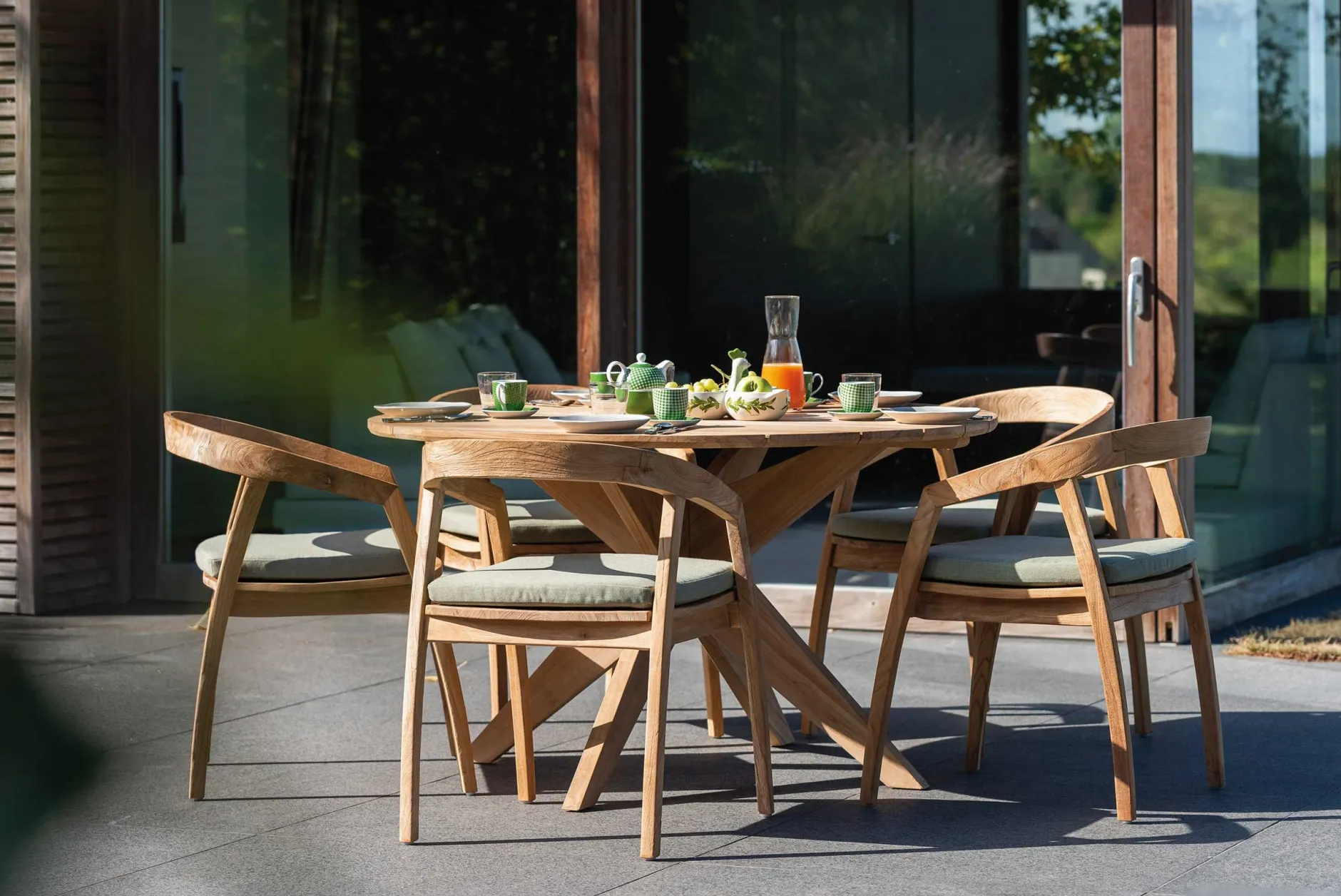 Gartentisch Java Gescova - Ø135cm - massives Teakholz - Braun