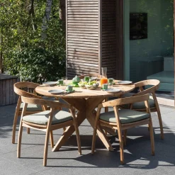 Gartentisch Java Gescova - Ø135cm - massives Teakholz - Braun
