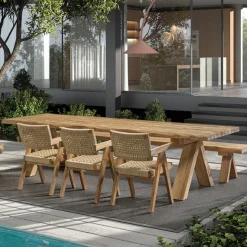 Gartentisch Longford Gescova - recyceltes Teakholz - 300x100x77 cm - Braun