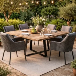Gartentisch Margarite Gescova - Teakholz & Eisen - 150x150 cm - Braun