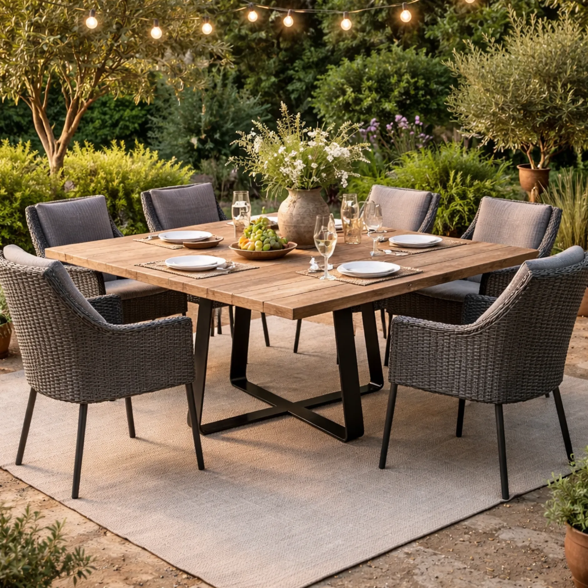 Gartentisch Margarite Gescova - Teakholz & Eisen - 150x150 cm - Braun