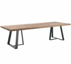 Gartentisch Margarite Gescova – Teakholz & schwarzes Eisengestell – 250x110 cm – Braun