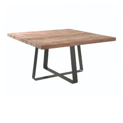 Gartentisch Margarite Gescova - Teakholz und schwarzes Eisengestell - 80x80cm - Braun