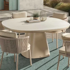 Gartentisch Romero Gescova - Aluminium und Keramik - Ø150 x 75 cm - Beige