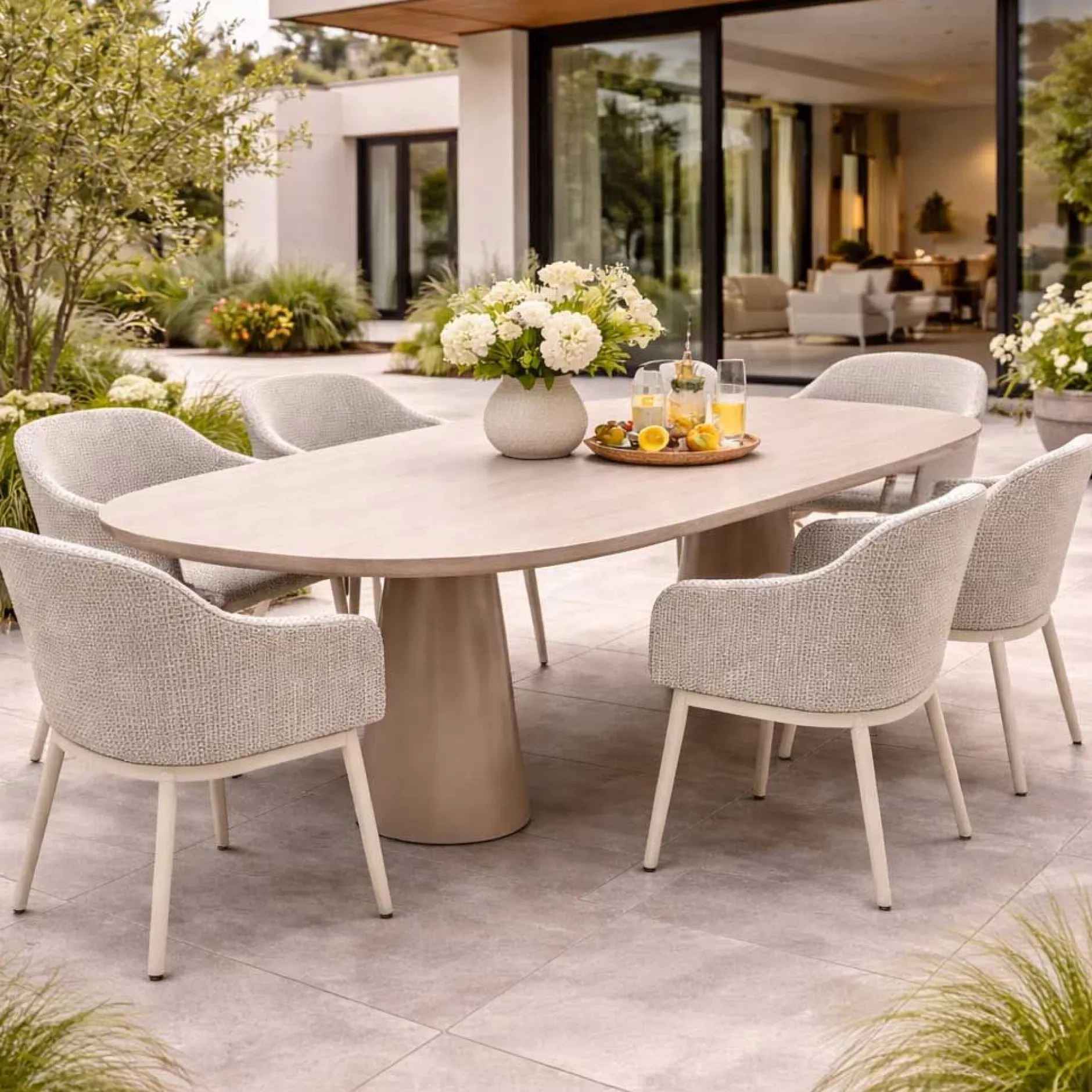 Gartentisch Romero Gescova - Romano Travertino Weiß - 260x110x75 cm - Keramik
