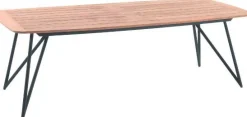Gartentisch Talinn Gescova - Teakholzplatte, verzinkter Stahl - 250x110 cm - Schwarz/Braun