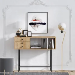 Gemütliches und stilvolles Sideboard aus schwarzer Eiche | 100% Melaminbeschichtung | 100x35x85cm