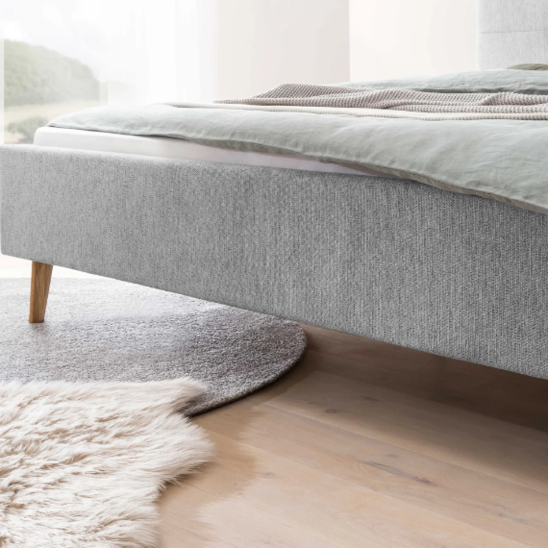 Gepolstertes Doppelbett Nils 180x200cm - grau