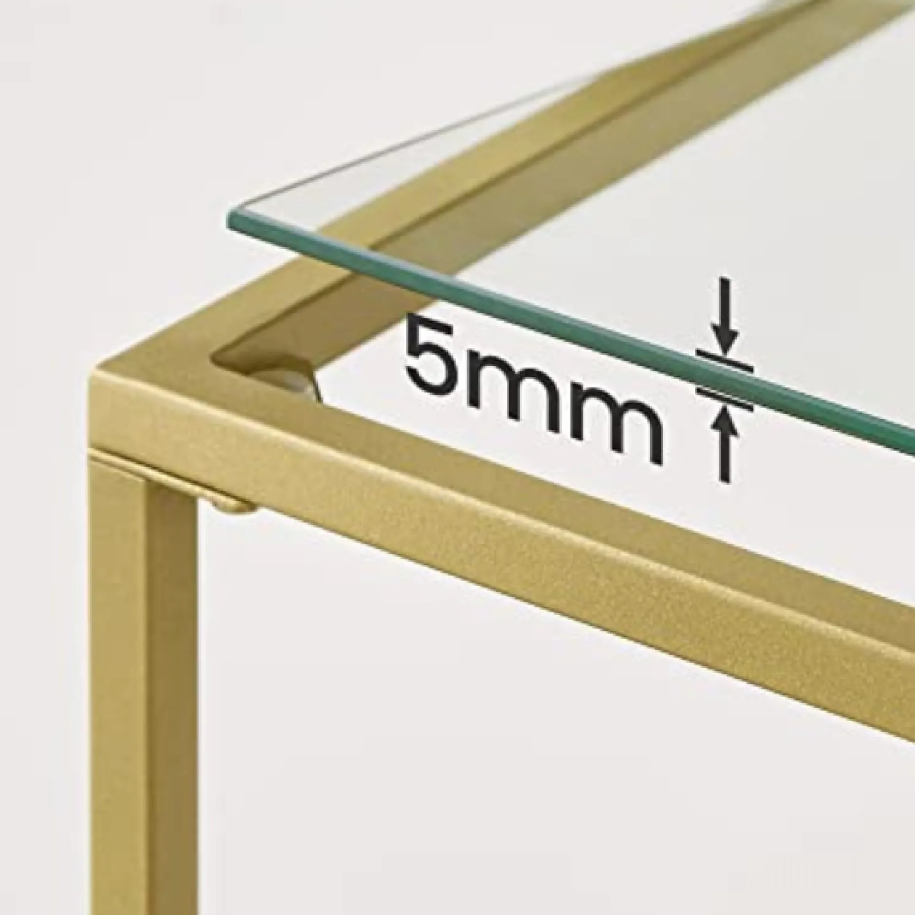 Gold Konsolentisch - Modern 2 Regale aus gehärtetem Glas mit Metallrahmen und verstellbaren Füßen