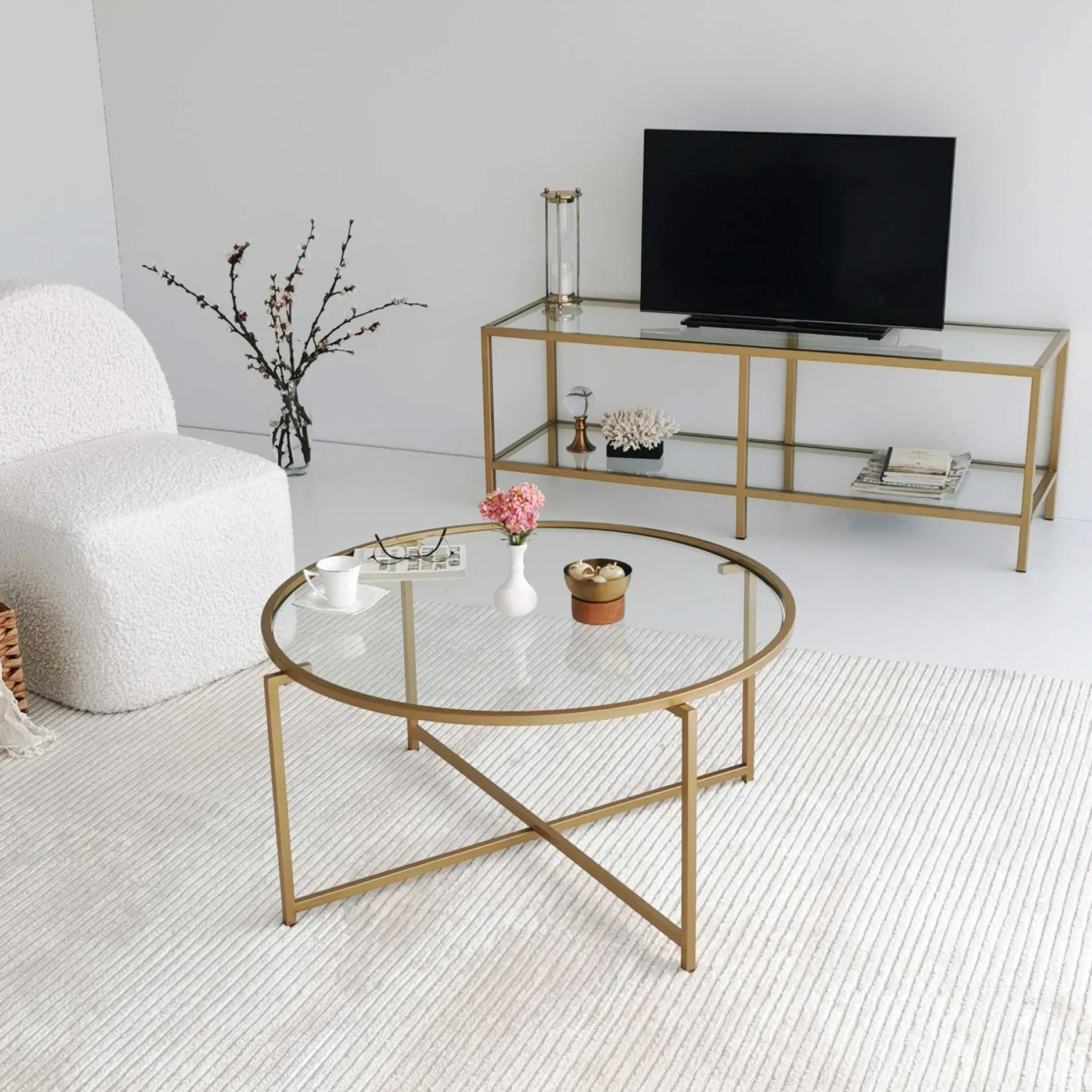 Gold Sun Couchtisch | METALLRAHMEN | Gold