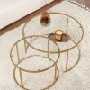 Gold-Transparent Couchtisch-Set | GEHÄRTETES GLAS | Gold