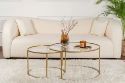 Gold-Transparent Couchtisch-Set | GEHÄRTETES GLAS | Gold
