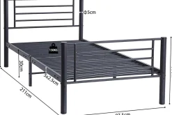 Graues Metallbett Sammy 90x200 | Rahmen 97x210 | H-H 80