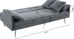 Graues Sivas Sofabett | Eukalyptusrahmen | H-H 95 x B-L 199 x T-P 89 cm