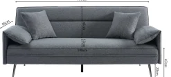 Graues Sivas Sofabett | Eukalyptusrahmen | H-H 95 x B-L 199 x T-P 89 cm
