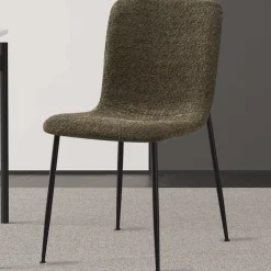 Grüner Bouclé-Stuhl Alice | Metallbeine | H81.5xB42xT57cm