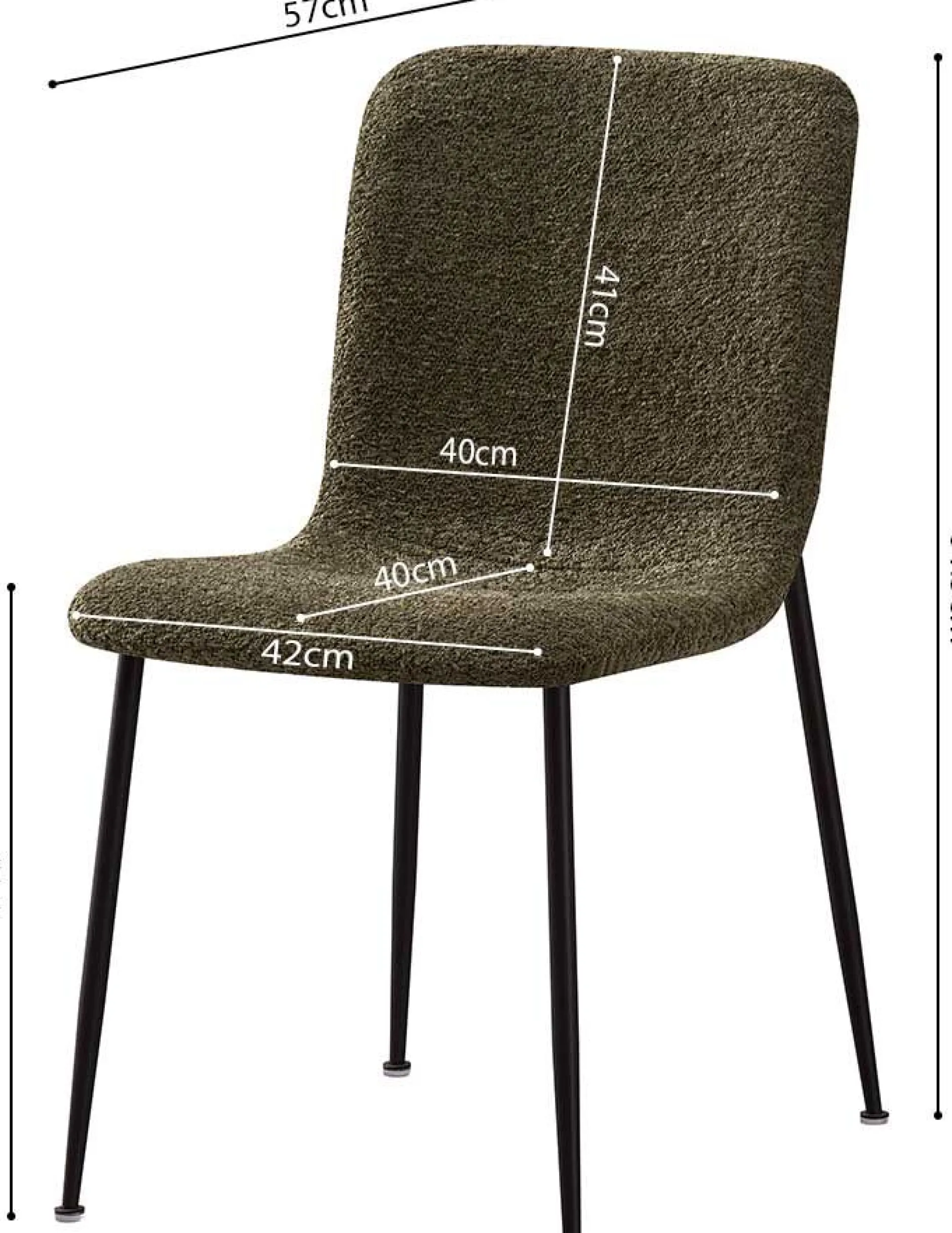 Grüner Bouclé-Stuhl Alice | Metallbeine | H81.5xB42xT57cm