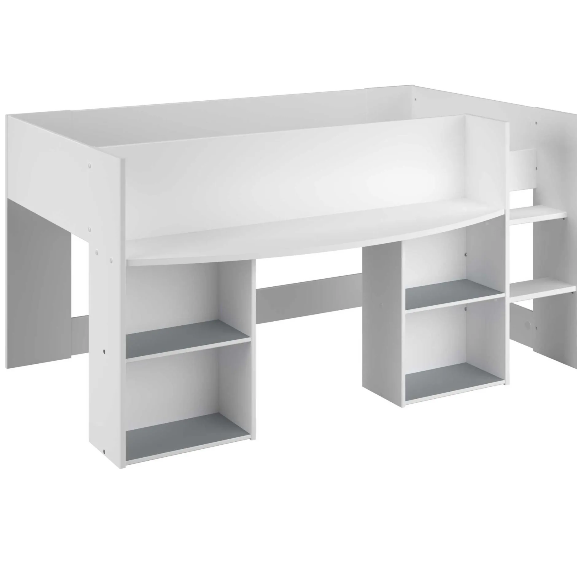 Habhochbett Rue 90x200 mit Schreibtisch - weiß/grau oder weiß/rosa