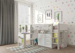 Halbhochbett Beau 90x200 mit Schreibtisch - weiß