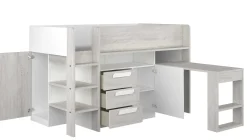 Halbhochbett Beau 90x200 mit Schreibtisch - weiß
