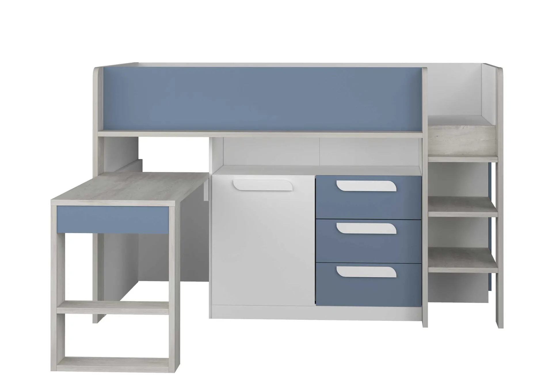 Halbhochbett Beau 90x200 mit Schreibtisch - dunkelblau