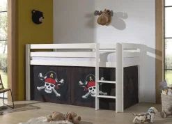 Halbhochbett Charlotte mit Bettzelt Caribbean Pirates - weiß
