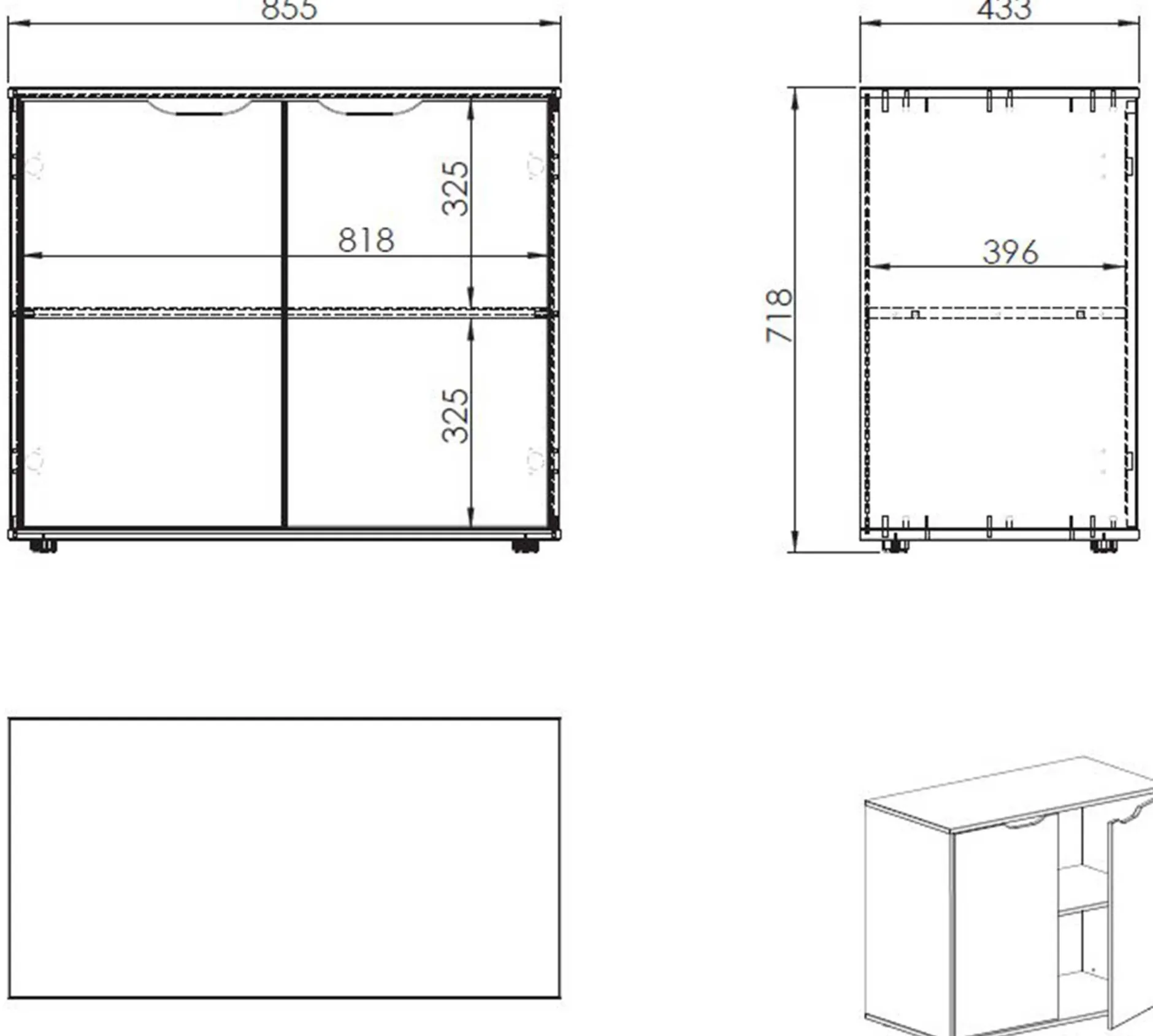 Halbhochbett Charlotte mit Regal, Schreibtisch, Kommode und Kommode - weiß