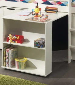Halbhochbett Charlotte mit Regal, Schreibtisch, Bibliothek und Kommode - weiß