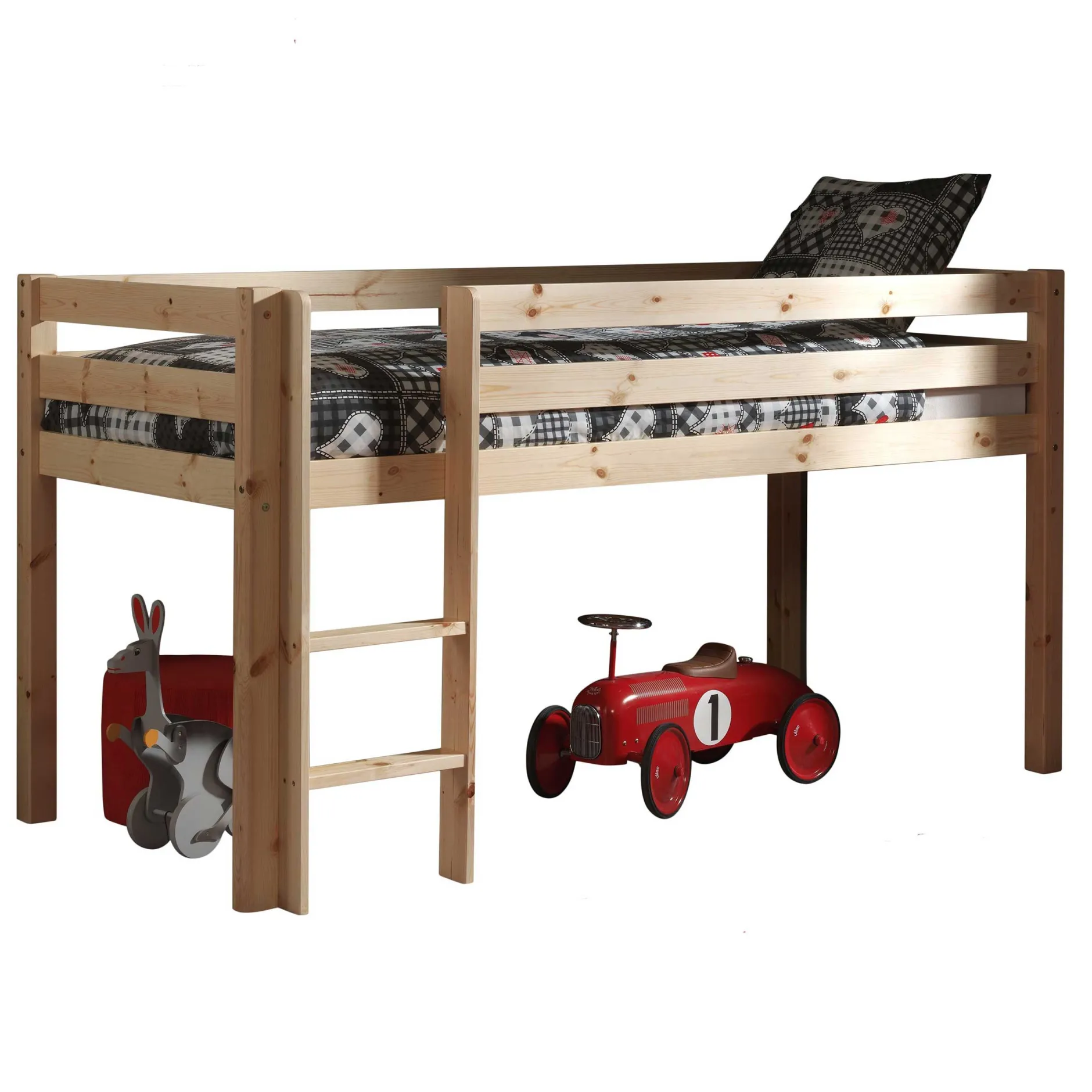 Halbhochbett Charlotte mit Schlafzelt Caribbean Pirates - Kieferholz