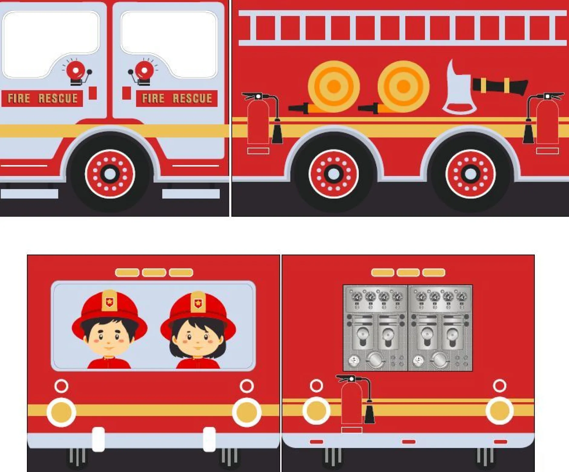 Halbhochbett Charlotte mit Schlafzelt Feuerwehrfahrzeug - weiß