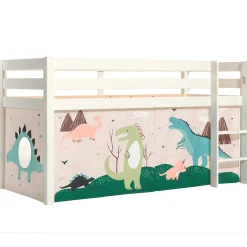 Halbhochbett Charlotte mit Schlafzelt Dino - weiß