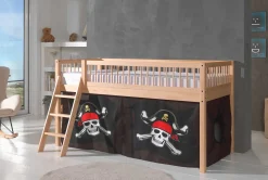 Halbhochbett Forrest mit Bettzelt Caribbean Pirates - Buchenholz