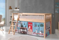 Halbhochbett Forrest mit Schlafzelt Pet Shop - Buchenholz
