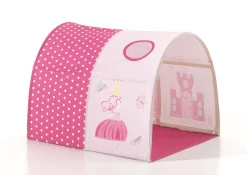 Halbhochbett mit Rutsche Astrid mit Schlafzelt, Tunnel und Stautaschen Princess II - grau