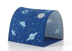 Halbhochbett mit Rutsche Astrid mit Schlafzelt, Tunnel und Stautaschen Astro - grau