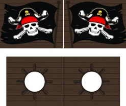 Halbhochbett mit Rutsche Astrid mit Schlafzelt Caribbean Pirates - grau