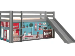 Halbhochbett mit Rutsche Astrid mit Schlafzelt Pet Shop - grau