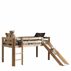 Halbhochbett mit Rutsche Astrid mit Schlafzelt Pet Shop - Kieferholz