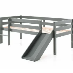 Halbhochbett Pip mit Rutsche 90 x 200 Kiefernholz - grau