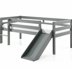 Halbhochbett Pip mit Rutsche 90 x 200 Kiefernholz - grau