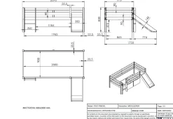 Halbhochbett Pip mit Rutsche 90 x 200 Kiefernholz - grau