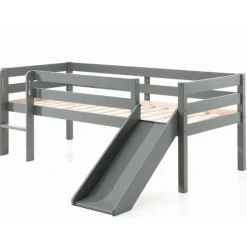 Halbhochbett Pip 90x200 cm mit Schieber und 1 Wandregal-grau