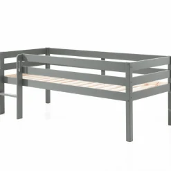 Halbhochbett Pip 90x200 cm mit 3 Schubladen und 1 Wandregal-grau