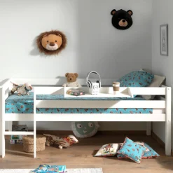 Halbhochbett Pip 90x200 cm mit 1 Wandregal-weiß