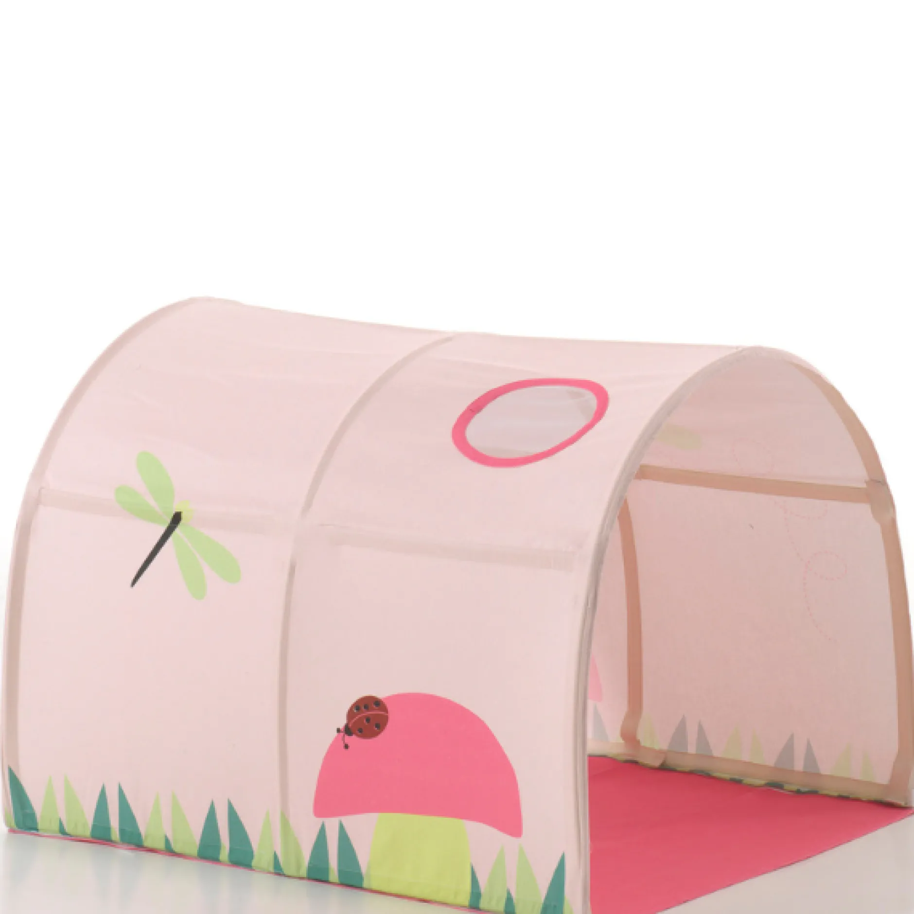 Halbhochbett Scottie 90x200 cm mit Federspielvorhang und Betttunnel-weiß