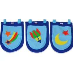 Halbhochbett Scottie 90x200 cm mit Astronauten-Spielvorhang und 3 Aufbewahrungstaschen-weiß