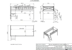 Halbhochbett Scottie 90x200 cm mit Piratenspielvorhang-weiß
