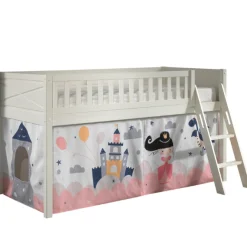 Halbhochbett Scottie 90x200 cm mit Princess Sophie Spielvorhang-weiß