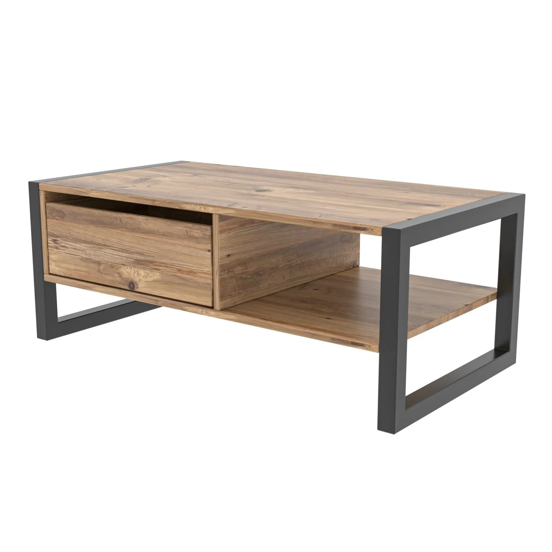 Haldizen Couchtisch | 100 % MELAMIN | Atlantische Kiefer, Schwarz