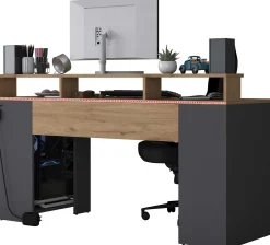 HA122 - 3000 Schreibtisch | 100 % MELAMIN | Walnuss, Anthrazit